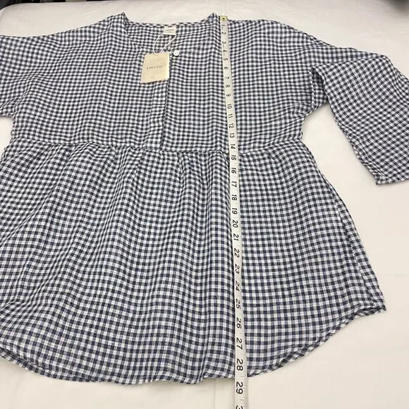 Lintico Caroline Linen Gingham Check Long-Sleeved Top - Picture 10 of 11